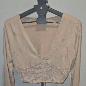 *never worn*Wmn 2 Pce Otfit SetsMesh Ptchwrk See Thrgh Crp Tps High Wasted sz L